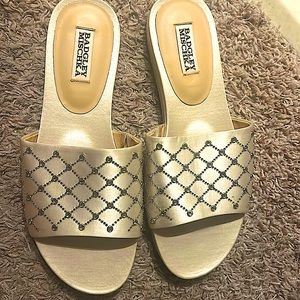 designer flats in gold with rhinestones